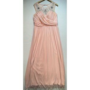 Deb Women's Formal Crisscross Front Maxi Dress 18  Pink Embellished Ruched